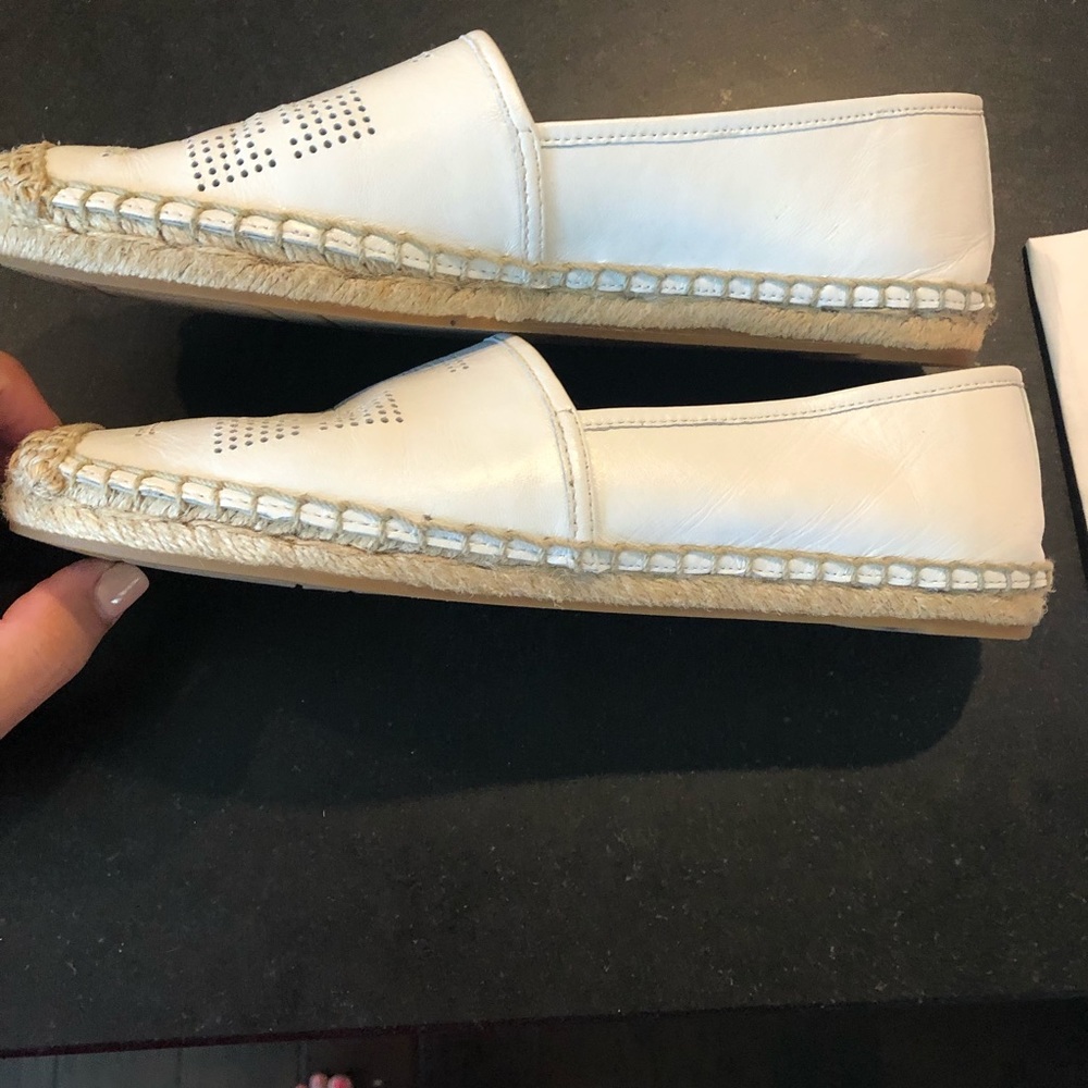 Tory Burch White Leather Espadrilles Size 7 - Picture 8 of 11